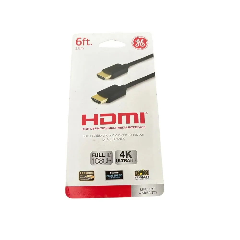 GE HDMI Cable 6ft – New Sealed – High Speed w/ Ethernet – 1080p/4K